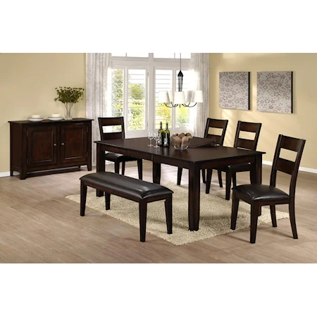 Transitional Seven Piece Dining Set with Upholstered Chairs